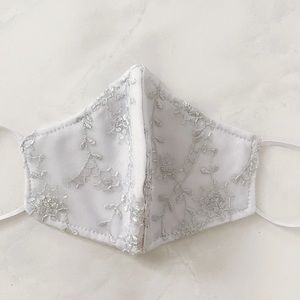 Pearl grey lace face mask